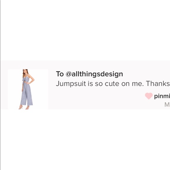 Blue Canvas Wide Leg High Waist Stripped Jumpsuit - Picture 5 of 5